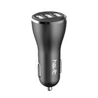 Havit H212 3 ports USB DC5V, chargeur de voiture 4.2A, Gris-Indicateur LED bleu accrocheur qui affiche l'état de charge