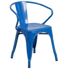 Ensemble avec table ronde en métal bleu et 2 sièges à bras ajourés, intérieur/extérieur, 24 po (CH-51080TH-2-18ARM-BL-GG)-4