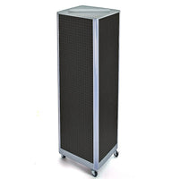 Azar Displays – Présentoir de sol à panneaux perforés sur 4 côtés et à roulettes, 60 x 16 po, noir (700406-BLK)-Présentoir rotatif carré en tour avec roulettes