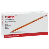 Staples – Crayons à mine - n° 2 HB - paquet de 72-Crayons économiques de qualité supérieure avec gomme à effacer au bout