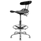 Flash Furniture – Tabouret de dessinateur éclatant de 30,5 po avec siège tracteur, noir (LF215BLACK)-Construction en polymère haute densité