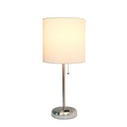 LimeLights – Lampe de table avec prise de chargement, blanc (LT2024-WHT)-Abat-jour en tissu