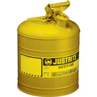 JustriteMD – Bidon de sécurité de type I sans entonnoir, 2 gal, 9 1/2 x 13 3/4 po, jaune-Les bidons de sécurité de type I sont conçus avec un seul bec pour remplir et verser toutes sortes de liquides inflammables