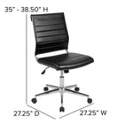 Flash Furniture Chaise De Bureau Pivotante Exécutive Sans Bras Leathersoft-Noir (BT20595MNABK)-27.25"W x 27.25"D x 35" - 38.5"H