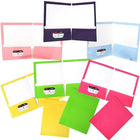 JAM PaperMD – Chemises de présentation scolaire à 2 pochettes plastifiées et lustrées, couleurs à la mode variées, 6/paquet-Capacité : 200 feuilles