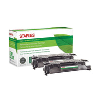 Staples Sustainable Earth - Cartouche de toner laser remise à neuf HP 80A, noir, paq./2 (CE280A)-Couleur : noir