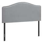 Monarch Specialties - 6011F Lit Double Tete De Lit Simili - Cuir Gris-Tête de lit arquée rembourré en similicuir gris avec bordure de tête de clou au fini chromé
