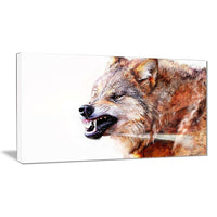 Designart – Grognement du loup, impression sur toile, 5 panneaux (PT2350-32-16)-Impression