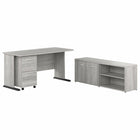 Bush Business Furniture - Bureau d'ordinateur 60 po l avec classeur mobile et armoire basse Studio A - gris platine-L'ensemble comprend : un bureau d'ordinateur 60L, un classeur mobile à 2 tiroirs et une armoire de rangement basse avec portes et tablettes