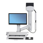 Ergotron ? Système combo assis/debout StyleView avec surface de travail, blanc brillant (45-272-216)-Comprend un bras télescopique, un rail mural de 34 po dotés de (2) protecteurs noirs, un petit support d?unité centrale noir, un boulon d?espacement, (2) glissières pour câbles de 10 po, un ensemble de supports pour le montage du bras et de l?unité centrale, des attaches de rail mural pour le béton et le bois, un ensemble de montage mural direct pour unité centrale, un support ACL ajustable, un repose-poigne
