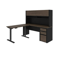 Bestar Connexion Ensemble de 2 articles incluant un bureau assis-debout et un bureau avec huche - Antigua & Noir-Le mécanisme électrique vous permet de rapidement et tranquillement ajuster la hauteur de la table de 28“ à 45“