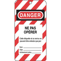 Honeywell - Étiquettes De Verrouillage, Plastique, 3po La X 5-3/4po H, Français, paquet de 50-Hauteur 5-3/4po