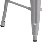 Flash Furniture - Tabouret de comptoir en acier de 24 po à siège carré et sans dossier, int/ext, argenté (CH3132024SIL)-S'empile de 4 à 8 de haut