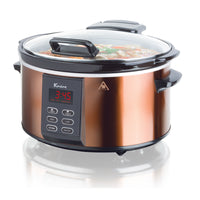 Mijoteuse programmable Euro Cuisine SCX6 avec réglage de maintien au chaud - Cuivre-Le contrôle numérique du compte à rebours vous permet de programmer des temps de cuisson de 30 minutes à 24 heures; le réglage de la chaleur tournera automatiquement pour garder au chaud pour éviter de trop cuire.