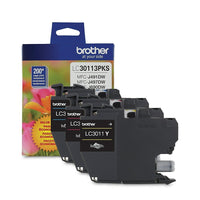 Brother - Cartouches d'encre couleur authentiques,  LC30113PKS, paq./3-Cartouches d'encre couleur authentiques Brother LC30113PKS, rendement standard, paquet de 3 : 1 cyan, 1 magenta et 1 jaune.