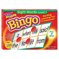 TREND enterprises Inc. - Sight Words, bingo niveau 1, 1re à 6e année-Ensemble de cartes de bingo, de jetons et d'instructions de l'enseignant pour mesurer les progrès des élèves à reconnaître les mots de base en anglais