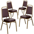 Flash Furniture – Chaise de banquet empilable avec dossier en trapèze fini en vinyle brun et structure dorée HERCULES, 4/paq.-Ensemble de 4 chaises de banquet polyvalentes