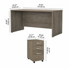 Bureau 60 po x 30 po avec classeur mobile Studio C de Bush Business Furniture - hickory moderne/hickory moderne-Bois d’ingénierie en hickory moderne/hickory moderne