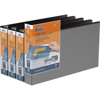 QuickFit Reliure View robuste, format légal, 8,5 po x 14 po, orientation paysage, 1,5 po, anneaux ronds, noir, paquet de 4-3 Reliure À Anneaux
