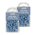 JAM Paper – Punaises, bleu layette, 2 paquets de 100, total de 200 (222419047a)-Plastique bleu layette avec pointe métallique