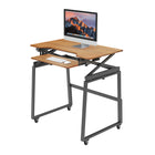 Rocelco - Ensemble rehausseur de bureau de luxe à hauteur ajustable de 40" et support au sol - Teck / Noir-PLATEAU DE CLAVIER ERGONOMIQUE RÉTRACTABLE: Le plateau de clavier s'étend et se rétracte tout en gardant un espacement de 4.5 "entre le plateau du clavier et le bureau, ce qui permet de garder les bras et les poignets dans une position ergonomique pour éviter les tensions au cou et au dos en position assise ou debout