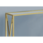 Monarch Specialties - 3446 Table D'Appoint - 42 po L/ Metal Or Avec Verre Trempe-Style contemporain épuré qui convient à tout décor