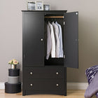 PrepacMC – Armoire à 2 tiroirs de bois composite Sonoma, noir-Doté de bords supérieurs courbes, d’un panneau de base arqué et de poignées solides en nickel brossé
