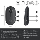 Logitech Pebble M350 souris sans fil -Double connectivité - Connectez la souris sans fil au choix en Bluetooth ou via le récepteur USB compact inclus