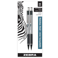 Zebra – Portemine M301, 0,5 mm, paquet de 2-Corps en acier inoxydable avec prise confortable  