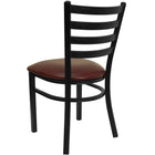Chaise de restaurant HERCULES en acier à traverses horizontales, noir, siège en vinyle bourgogne (XUDG694BLADBURV)-Siège rembourré en vinyle bourgogne