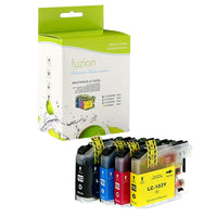 fuzion - Brother LC103C Cartouche D'Encre Compatible - Rendement Haut - Noir/Cyan/Magenta/Jaune, Paquet de 4-Couleur d'encre: Noir, Cyan, Magenta, Jaune
