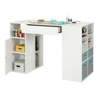 South Shore – Table de travail Crea à hauteur de comptoir, avec compartiments de rangement, blanc-La grande surface de travail est recouverte d'un matériau résistant à l'eau et aux égratignures et est facile à laver, parfait pour toutes vos activités. Comprend un tiroir de rangement pratique sous la surface de travail