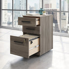 Sauder - La Collection Affirm Caisson mobile à 3 tiroirs - Finition Hudson Elm-Le tiroir inférieur verrouillable, doté de glissières à extension complète, peut contenir des fichiers suspendus de format Lettre ou A4.