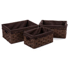 CTG – Paniers de rangement tressés, doublure pompom, brun-Grand : 15 long. x 6,5 haut. x 11 larg. (po) / Moyen : 13 long. x 6 haut. x 9 larg. / Petit : 11,5 long. x 5,5 haut. x 7,25 larg.