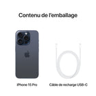Apple - iPhone 15 Pro 6,1 po ecran Liquid Retina, 128 Go, Titane bleu, déverrouillé-Garantie limitée d'un an du fabricant