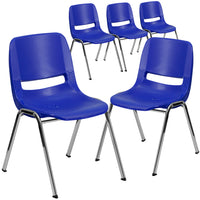 Chaise coquille marine pour enfants ergonomique et empilable de la série HERCULES avec hauteur de siège de 14 po.-Ensemble de 5 chaises empilables polyvalentes