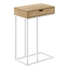 Monarch Specialties - 3775 Table D'Appoint - 25 po H/Naturel/Metal Blanc-Dimensions du produit : 15,75 pouces L x 9,45 pouces L x 24 pouces H