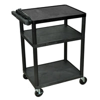 Luxor – Chariot de présentation LP de 3 tablettes, 34 po, noir (LP34E-B)-Comprend une capacité de 400 lb, uniformément répartie sur les trois tablettes.