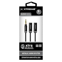 Xtreme - Mini répartiteur audio 3,5 mm métallique XAC9-0112-A13, 3 pi-Répartiteur audio 3,5 mm haute performance