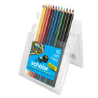 Prismacolor - Crayons de couleur Scholar - Paquet de 12-Comprend : bleu permanent, bleu Copenhague, vert foncé, vert permanent, jaune citron, jaune orange, rouge écarlate, Crimson Lake, violet, pêche, brun foncé et noir