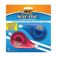 BIC - Wite-Out EZ Correct Ruban correcteur, blanc - ruban résistant à la déchirure - Paquet de 2-SÈCHE INSTANTANÉMENT : Comme le correcteur liquide BIC Wite-Out, ce ruban correcteur sèche dès l'application et on peut réécrire dessus instantanément