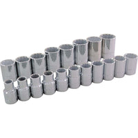 Ens. 19douilles 10 à 28mm, 12pans, prise 1/2po-1