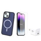 TUFF8 - Glide Guard avec protecteur d'écran et chargeur mural pour iPhone 15 Plus - Bleu nuit-Couche antichoc : la couche antichoc étanche à l'air ajoute une protection supplémentaire contre les chutes accidentelles. Testé selon MIL-STD jusqu'à 6 pieds