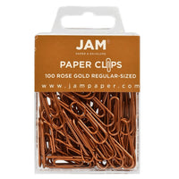 JAM Paper – Trombones standards colorés, petits, rose doré, 100/paquet (21832057)-Taille : 1 po (standard)