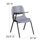 Flash Furniture – Chaise coquille ergonomique avec tablette rabattable à droite, gris (RUTEO1GYRTAB)-8