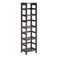 Winsome – Étagère Leo à 4 niveaux, fini espresso-Au style classique et robuste, cette étagère de rangement marie à la fois style et commodité Ses quatre sections peuvent parfaitement contenir les petits paniers de rangement couleur espresso Combinez-la avec d’autres étagères de rangement au fini espresso
