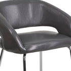 Fauteuil d'appoint contemporain pour aire de réception, cuir gris, série Fusion-Cadre tout en courbes