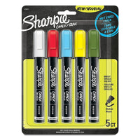 Marqueurs craies Sharpie à effacement humide, couleurs standard variées, pointe moyenne, paquet de 5-Créez des marques nettes, qui attirent l’attention, dans de vives couleurs opaques