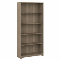 Bush Furniture - Bibliothèque haute à 5 tablettes Cabot - Gris cendré-La bibliothèque haute 32" L x 12" P x 66" H comprend trois tablettes ajustables pour du rangement et de la décoration flexible