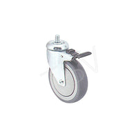 Colson – Roulette zinguée de 5 po (127 mm), roulette : pivotante avec frein, matériau : caoutchouc gris, Mi950 (Y580D-SGB-ST)-Diamètre de roue : 5 po (127 mm)